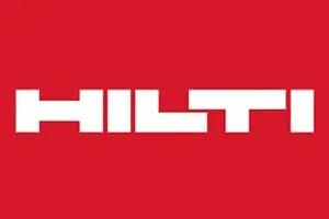 Hiretech The image shows the Hilti logo with the word HILTI in bold, white, uppercase letters on a solid red background. Hire2buy