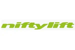 Hiretech The image displays the niftylift logo in bold, lowercase lime green on white, reflecting the brand’s Mobile 4x4 Boom Lift—rugged elevated access designed for uneven terrain. Hire2buy